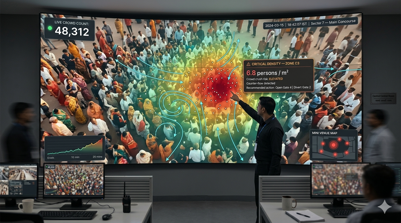 Crowd density heatmap and people-counting analytics