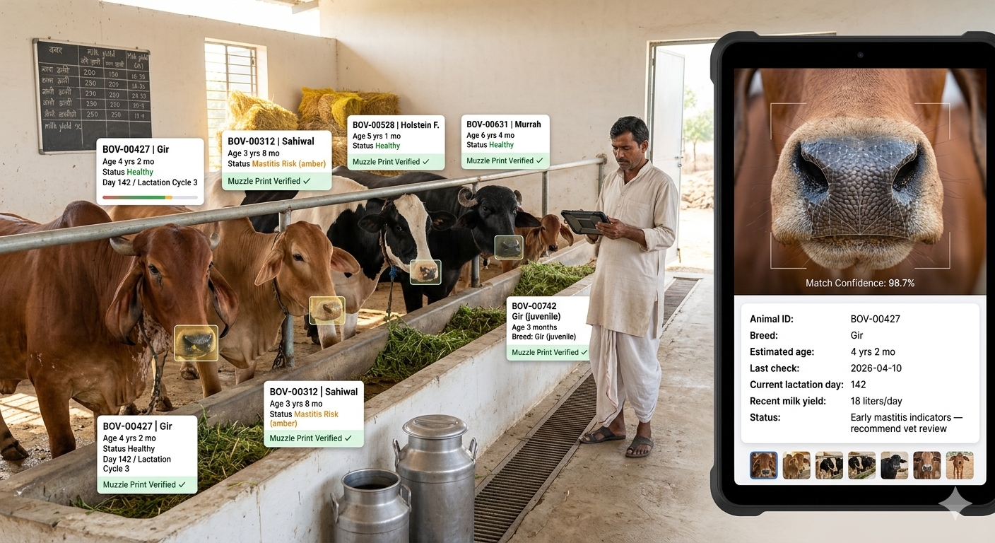 Cattle muzzle biometric identification